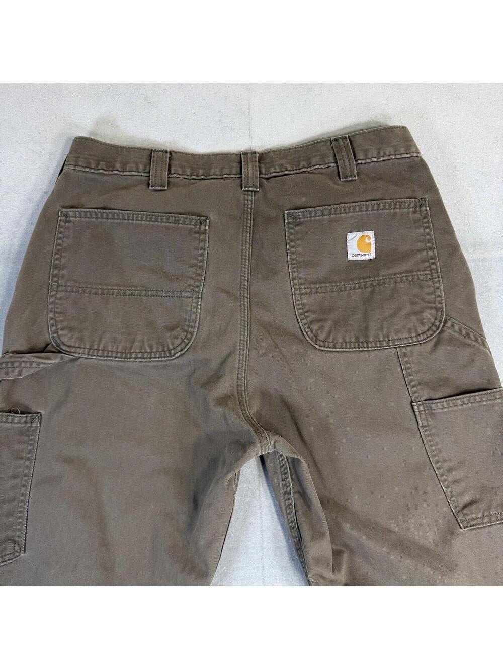 Carhartt Carpenter Pants Mens 34x36 Brown Relaxed Fit Straight Dungaree B324-DFE